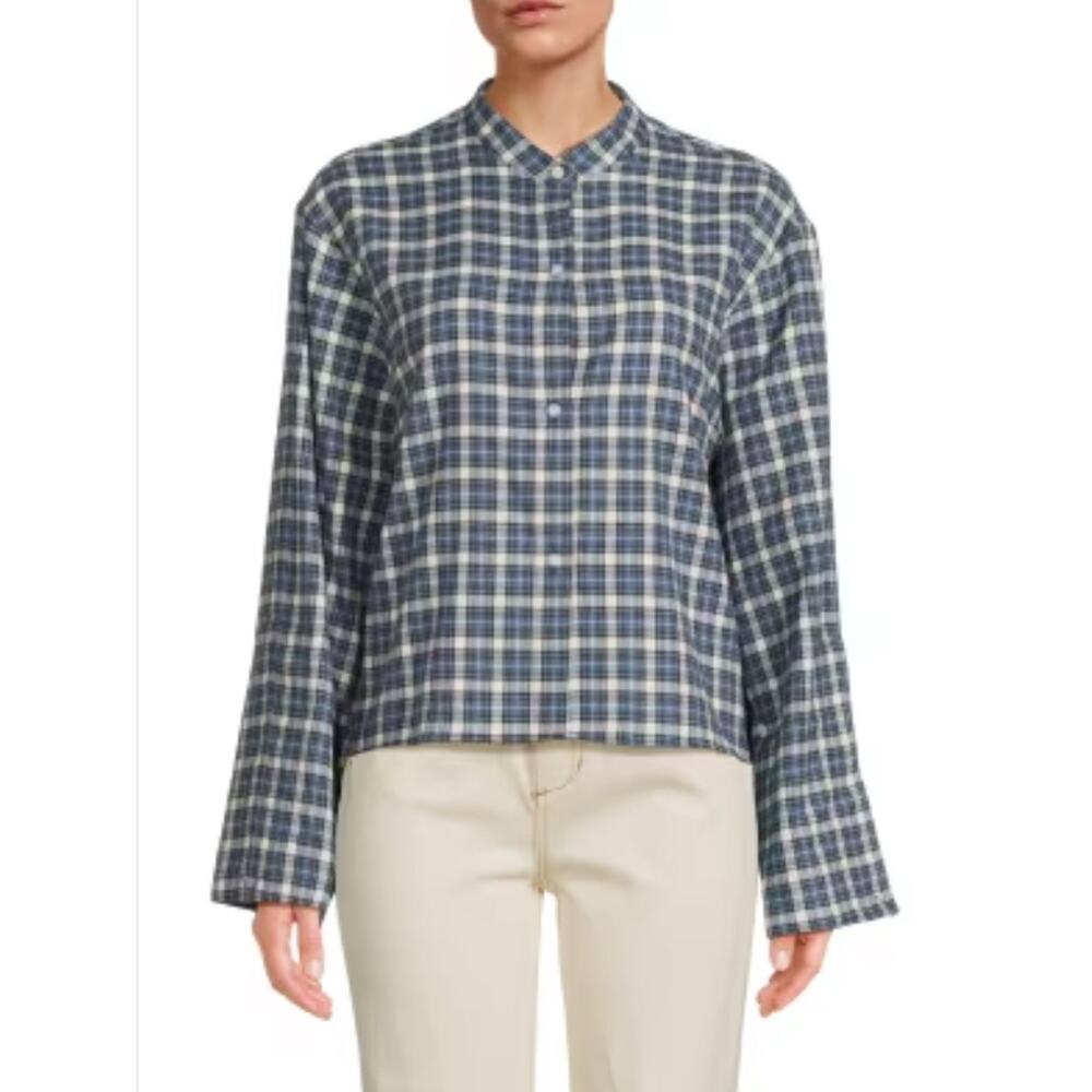 NWOT TWP Hush stand‎ collar plaid shirt sz M